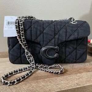Coach Quilted Tabby 26 Shoulder Bag in Black Denim